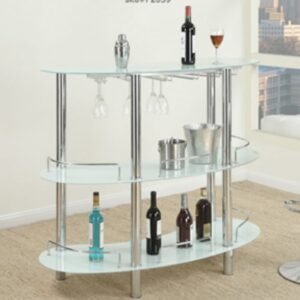 3 Racks Glass Table White