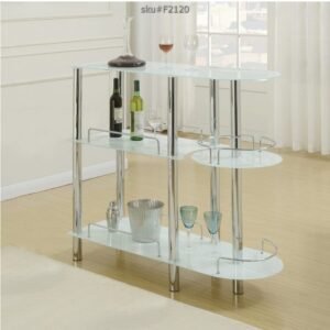 3 Racks Glass Table White 1