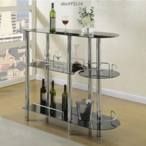 3 Racks Glass Table Black 1